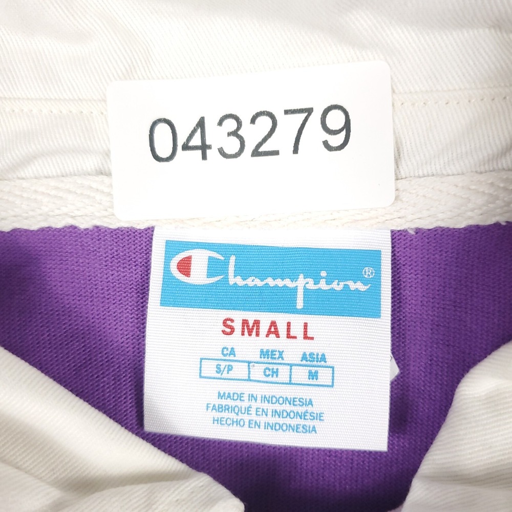 Champion Sweater Mens Small Purple Collared Pullover Sweatshirt Mock Neck Logo - Picture 8 of 8